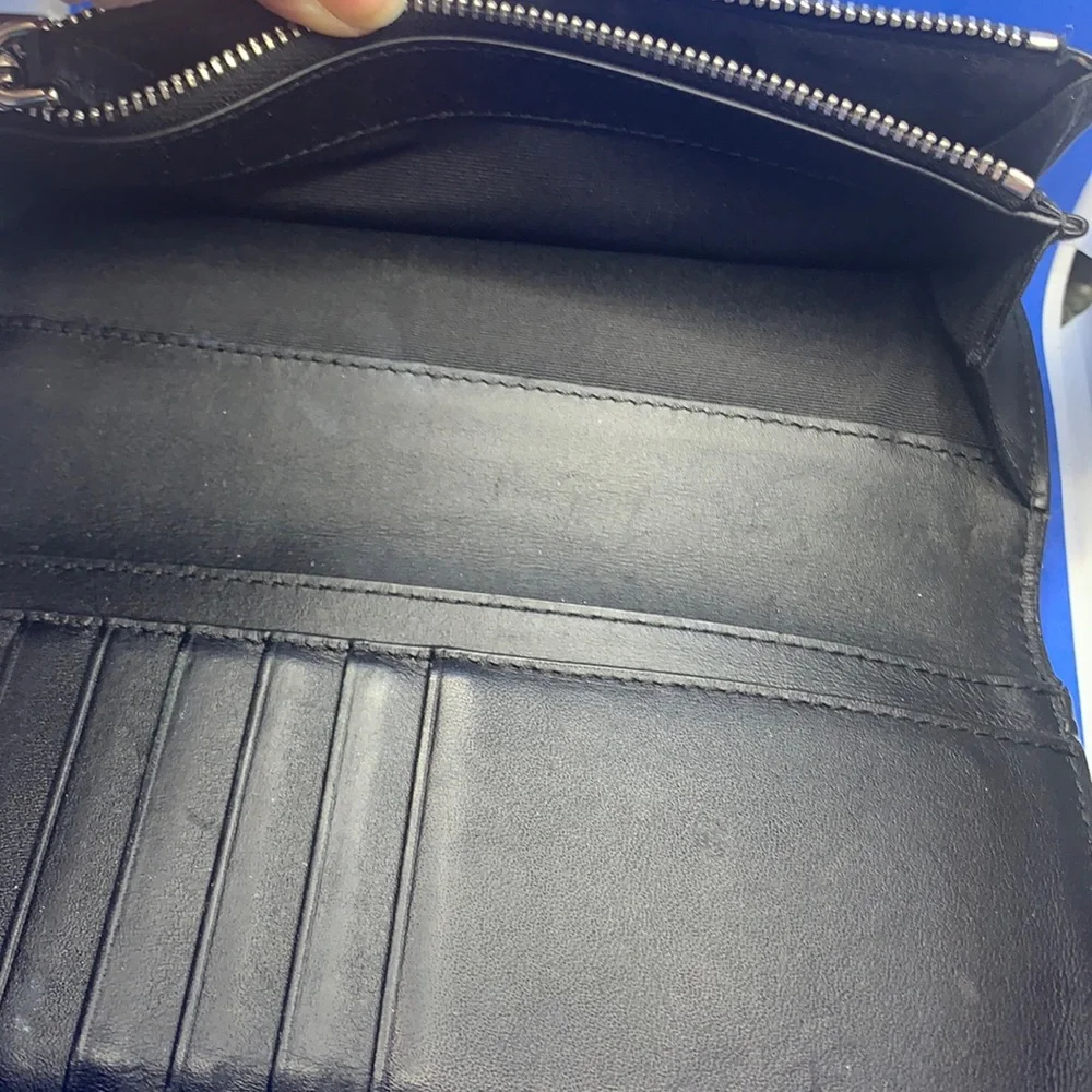 Burberry Black blue‎ London Check and Leather Continental Wallet